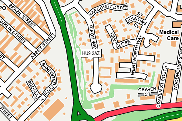 HU9 2AZ map - OS OpenMap – Local (Ordnance Survey)