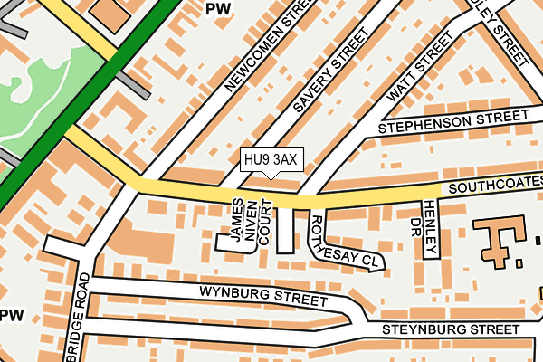 HU9 3AX map - OS OpenMap – Local (Ordnance Survey) HU9 3AX map - OS OpenMap – Local (Ordnance Survey)