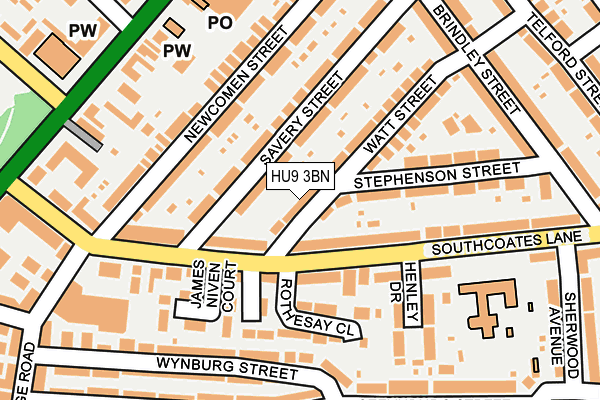 HU9 3BN map - OS OpenMap – Local (Ordnance Survey) HU9 3BN map - OS OpenMap – Local (Ordnance Survey)