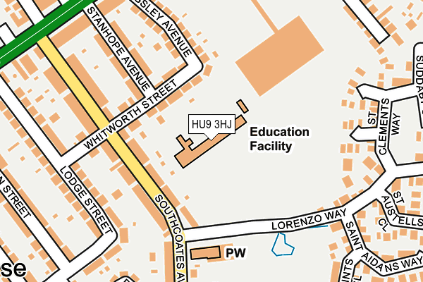 HU9 3HJ map - OS OpenMap – Local (Ordnance Survey)