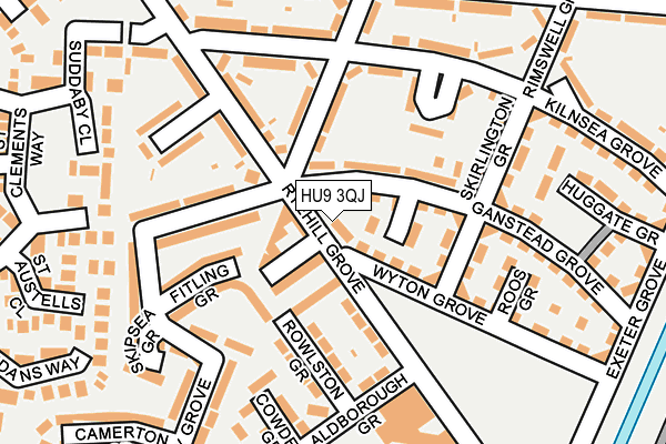 HU9 3QJ map - OS OpenMap – Local (Ordnance Survey) HU9 3QJ map - OS OpenMap – Local (Ordnance Survey)