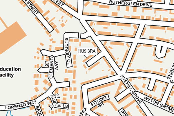 HU9 3RA map - OS OpenMap – Local (Ordnance Survey) HU9 3RA map - OS OpenMap – Local (Ordnance Survey)
