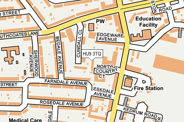HU9 3TQ map - OS OpenMap – Local (Ordnance Survey)
