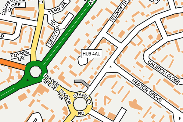 HU9 4AU map - OS OpenMap – Local (Ordnance Survey) HU9 4AU map - OS OpenMap – Local (Ordnance Survey)