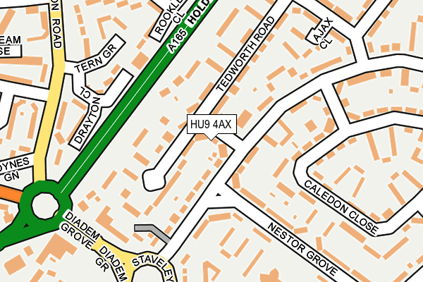 HU9 4AX map - OS OpenMap – Local (Ordnance Survey) HU9 4AX map - OS OpenMap – Local (Ordnance Survey)