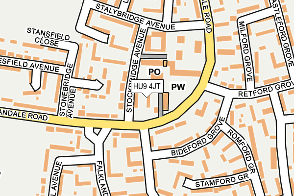 HU9 4JT map - OS OpenMap – Local (Ordnance Survey) HU9 4JT map - OS OpenMap – Local (Ordnance Survey)