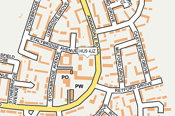 HU9 4JZ map - OS OpenMap – Local (Ordnance Survey) HU9 4JZ map - OS OpenMap – Local (Ordnance Survey)