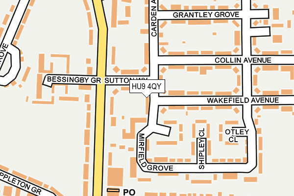 HU9 4QY map - OS OpenMap – Local (Ordnance Survey) HU9 4QY map - OS OpenMap – Local (Ordnance Survey)