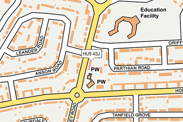 HU9 4SJ map - OS OpenMap – Local (Ordnance Survey) HU9 4SJ map - OS OpenMap – Local (Ordnance Survey)
