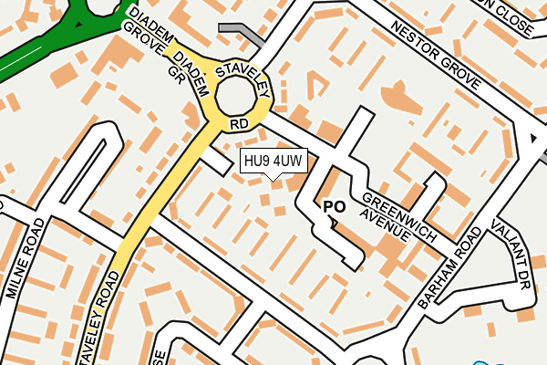 HU9 4UW map - OS OpenMap – Local (Ordnance Survey) HU9 4UW map - OS OpenMap – Local (Ordnance Survey)