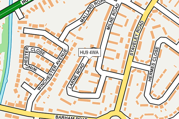HU9 4WA map - OS OpenMap – Local (Ordnance Survey) HU9 4WA map - OS OpenMap – Local (Ordnance Survey)