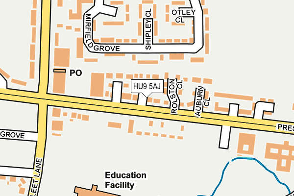 HU9 5AJ map - OS OpenMap – Local (Ordnance Survey)