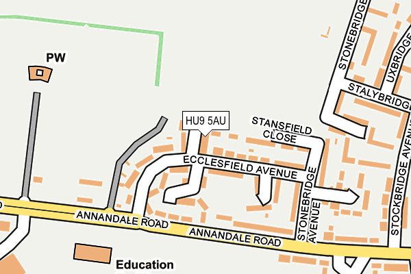 HU9 5AU map - OS OpenMap – Local (Ordnance Survey) HU9 5AU map - OS OpenMap – Local (Ordnance Survey)