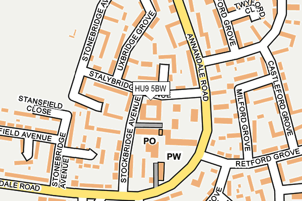 HU9 5BW map - OS OpenMap – Local (Ordnance Survey) HU9 5BW map - OS OpenMap – Local (Ordnance Survey)
