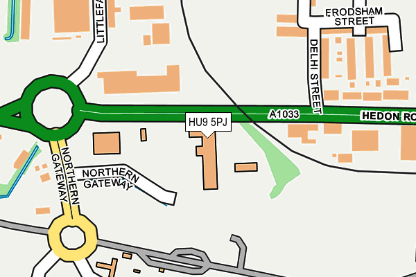 HU9 5PJ map - OS OpenMap – Local (Ordnance Survey) HU9 5PJ map - OS OpenMap – Local (Ordnance Survey)