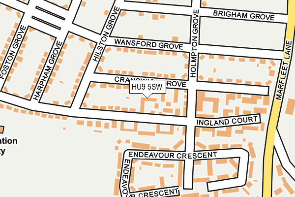 HU9 5SW map - OS OpenMap – Local (Ordnance Survey) HU9 5SW map - OS OpenMap – Local (Ordnance Survey)