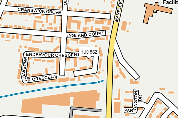 HU9 5SZ map - OS OpenMap – Local (Ordnance Survey) HU9 5SZ map - OS OpenMap – Local (Ordnance Survey)