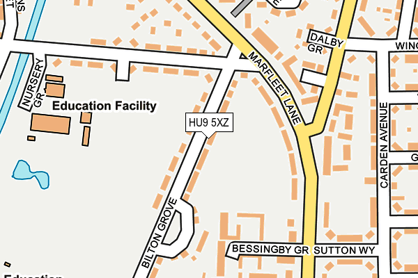 HU9 5XZ map - OS OpenMap – Local (Ordnance Survey) HU9 5XZ map - OS OpenMap – Local (Ordnance Survey)