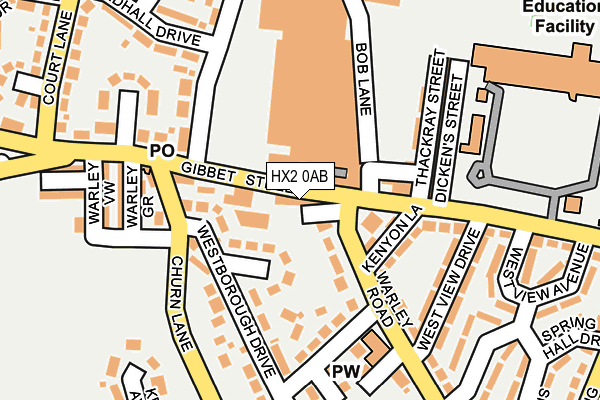 HX2 0AB map - OS OpenMap – Local (Ordnance Survey) HX2 0AB map - OS OpenMap – Local (Ordnance Survey)