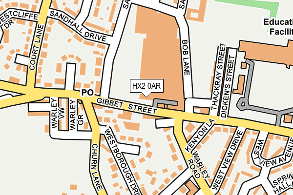 HX2 0AR map - OS OpenMap – Local (Ordnance Survey) HX2 0AR map - OS OpenMap – Local (Ordnance Survey)