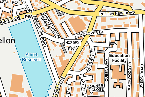 HX2 0EX map - OS OpenMap – Local (Ordnance Survey) HX2 0EX map - OS OpenMap – Local (Ordnance Survey)