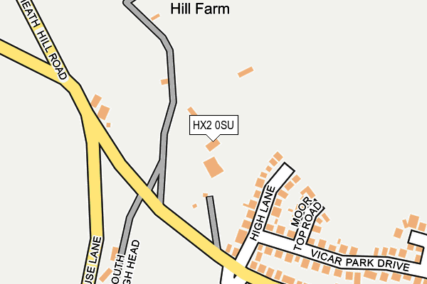 HX2 0SU map - OS OpenMap – Local (Ordnance Survey) HX2 0SU map - OS OpenMap – Local (Ordnance Survey)