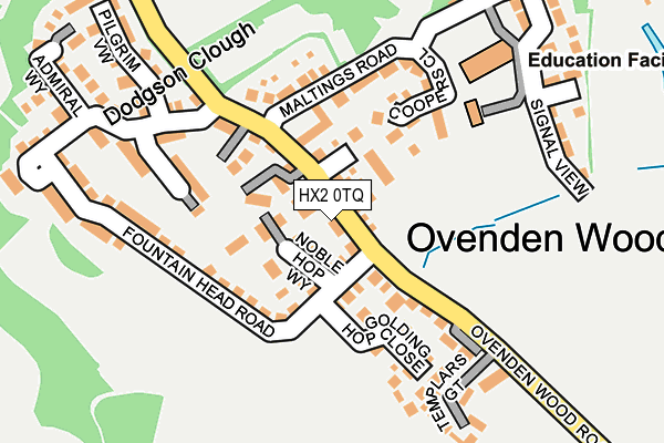 HX2 0TQ map - OS OpenMap – Local (Ordnance Survey) HX2 0TQ map - OS OpenMap – Local (Ordnance Survey)