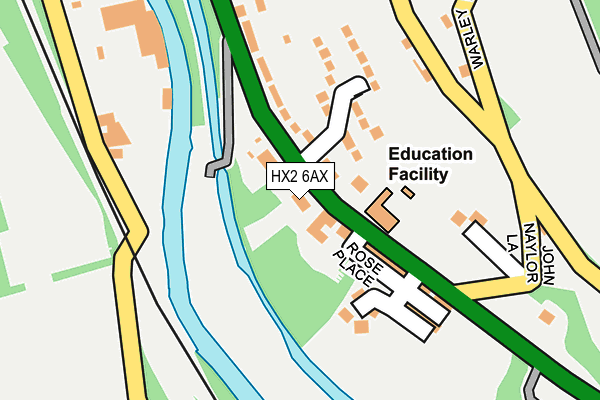 HX2 6AX map - OS OpenMap – Local (Ordnance Survey) HX2 6AX map - OS OpenMap – Local (Ordnance Survey)