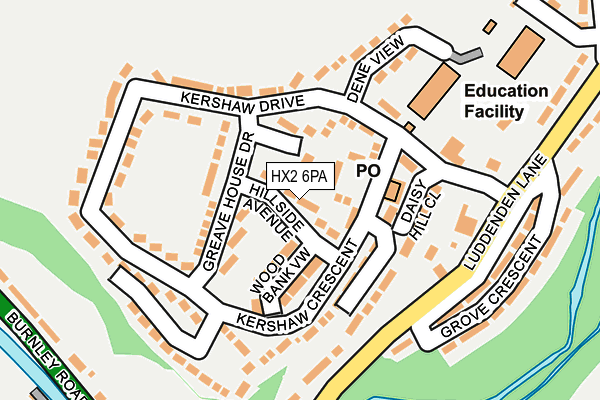 HX2 6PA map - OS OpenMap – Local (Ordnance Survey) HX2 6PA map - OS OpenMap – Local (Ordnance Survey)