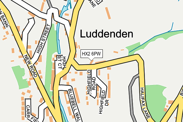 HX2 6PW map - OS OpenMap – Local (Ordnance Survey)