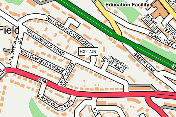 HX2 7JN map - OS OpenMap – Local (Ordnance Survey)