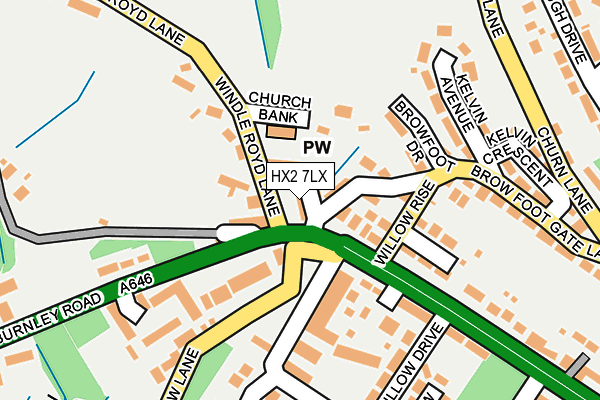 HX2 7LX map - OS OpenMap – Local (Ordnance Survey) HX2 7LX map - OS OpenMap – Local (Ordnance Survey)