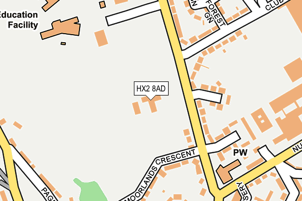 HX2 8AD map - OS OpenMap – Local (Ordnance Survey) HX2 8AD map - OS OpenMap – Local (Ordnance Survey)