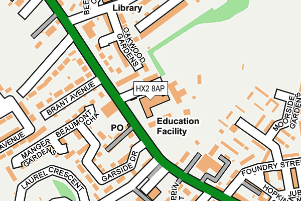 HX2 8AP map - OS OpenMap – Local (Ordnance Survey) HX2 8AP map - OS OpenMap – Local (Ordnance Survey)