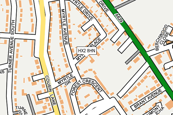 HX2 8HN map - OS OpenMap – Local (Ordnance Survey) HX2 8HN map - OS OpenMap – Local (Ordnance Survey)