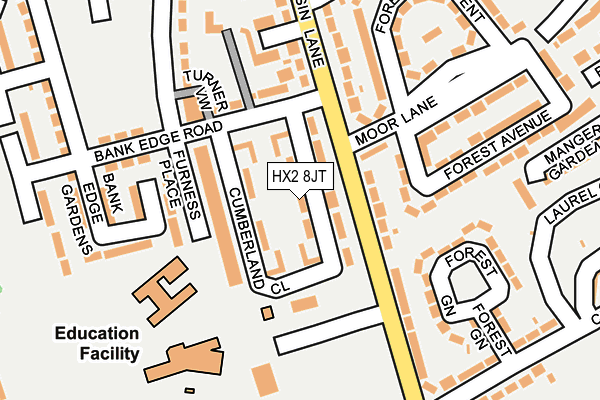 HX2 8JT map - OS OpenMap – Local (Ordnance Survey) HX2 8JT map - OS OpenMap – Local (Ordnance Survey)
