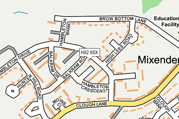 HX2 8SX map - OS OpenMap – Local (Ordnance Survey) HX2 8SX map - OS OpenMap – Local (Ordnance Survey)