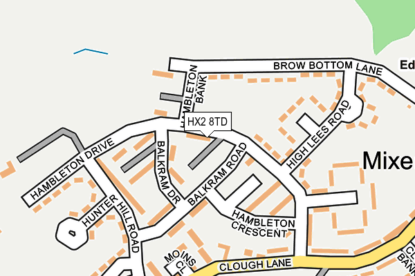 HX2 8TD map - OS OpenMap – Local (Ordnance Survey) HX2 8TD map - OS OpenMap – Local (Ordnance Survey)