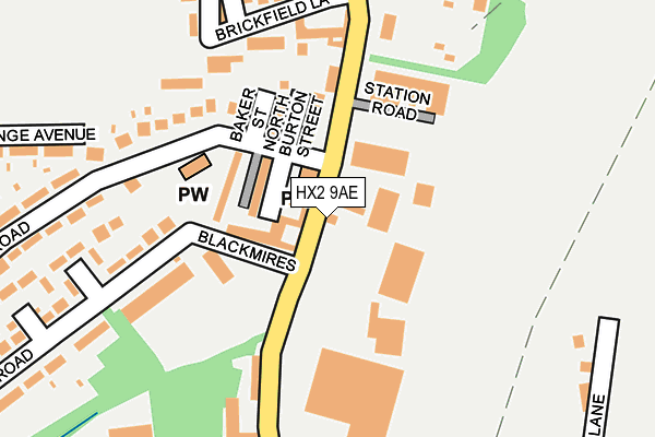 HX2 9AE map - OS OpenMap – Local (Ordnance Survey) HX2 9AE map - OS OpenMap – Local (Ordnance Survey)