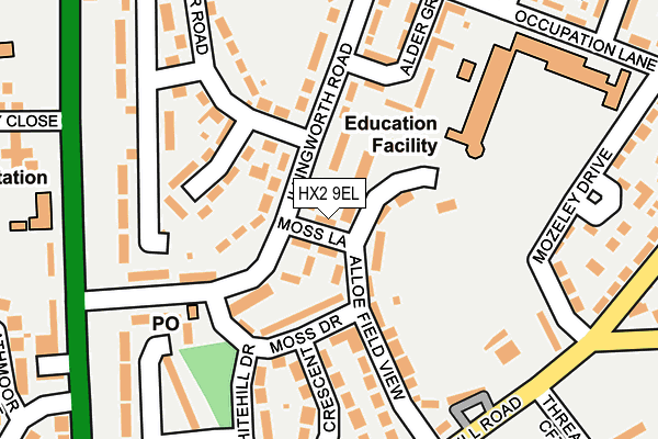 HX2 9EL map - OS OpenMap – Local (Ordnance Survey) HX2 9EL map - OS OpenMap – Local (Ordnance Survey)