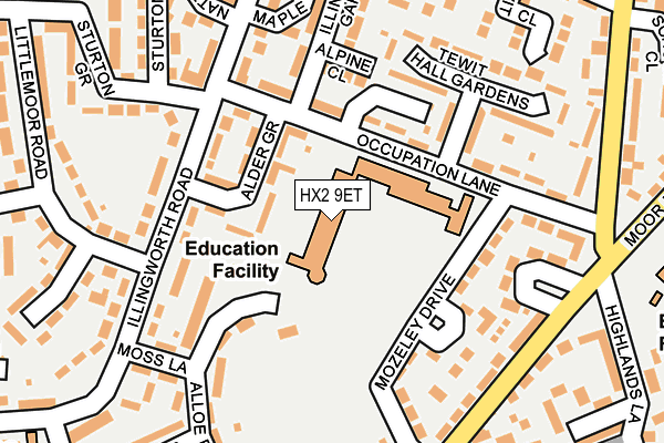 HX2 9ET map - OS OpenMap – Local (Ordnance Survey) HX2 9ET map - OS OpenMap – Local (Ordnance Survey)