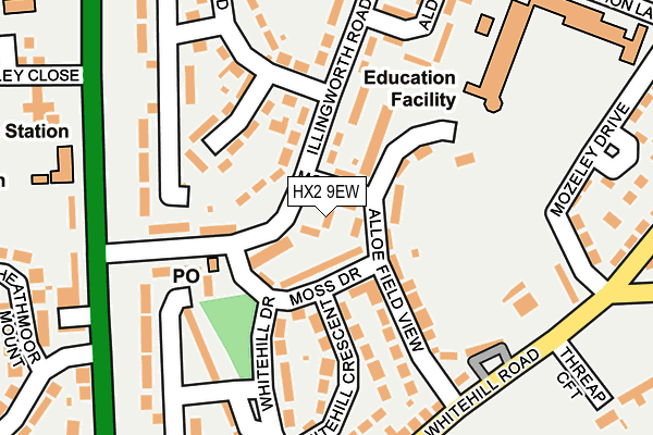 HX2 9EW map - OS OpenMap – Local (Ordnance Survey) HX2 9EW map - OS OpenMap – Local (Ordnance Survey)