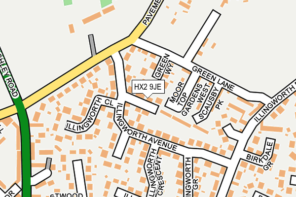 HX2 9JE map - OS OpenMap – Local (Ordnance Survey) HX2 9JE map - OS OpenMap – Local (Ordnance Survey)