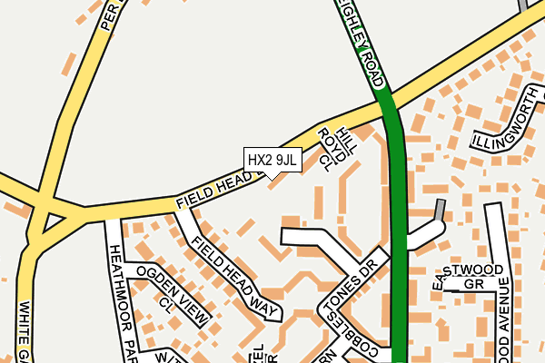 HX2 9JL map - OS OpenMap – Local (Ordnance Survey) HX2 9JL map - OS OpenMap – Local (Ordnance Survey)