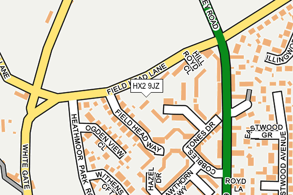 HX2 9JZ map - OS OpenMap – Local (Ordnance Survey) HX2 9JZ map - OS OpenMap – Local (Ordnance Survey)