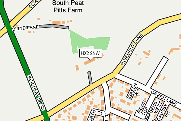 HX2 9NW map - OS OpenMap – Local (Ordnance Survey) HX2 9NW map - OS OpenMap – Local (Ordnance Survey)