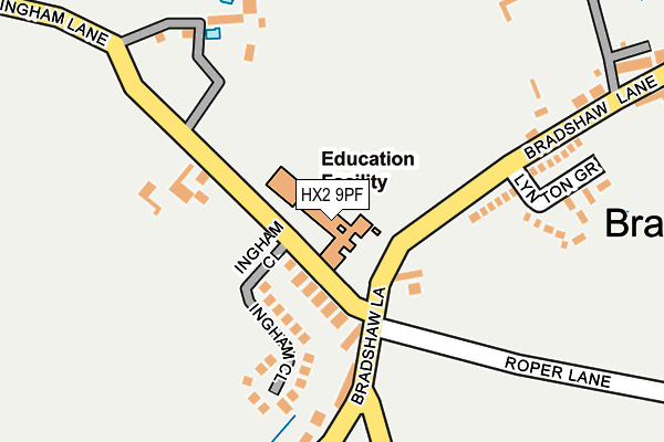 HX2 9PF map - OS OpenMap – Local (Ordnance Survey) HX2 9PF map - OS OpenMap – Local (Ordnance Survey)