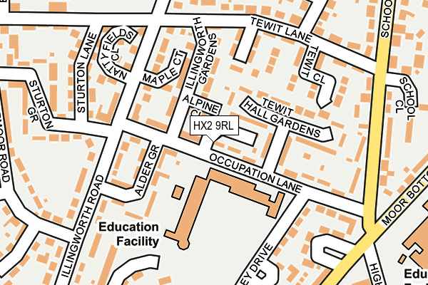 HX2 9RL map - OS OpenMap – Local (Ordnance Survey)