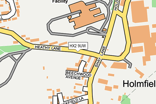HX2 9UW map - OS OpenMap – Local (Ordnance Survey) HX2 9UW map - OS OpenMap – Local (Ordnance Survey)