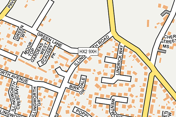 HX2 9XH map - OS OpenMap – Local (Ordnance Survey) HX2 9XH map - OS OpenMap – Local (Ordnance Survey)
